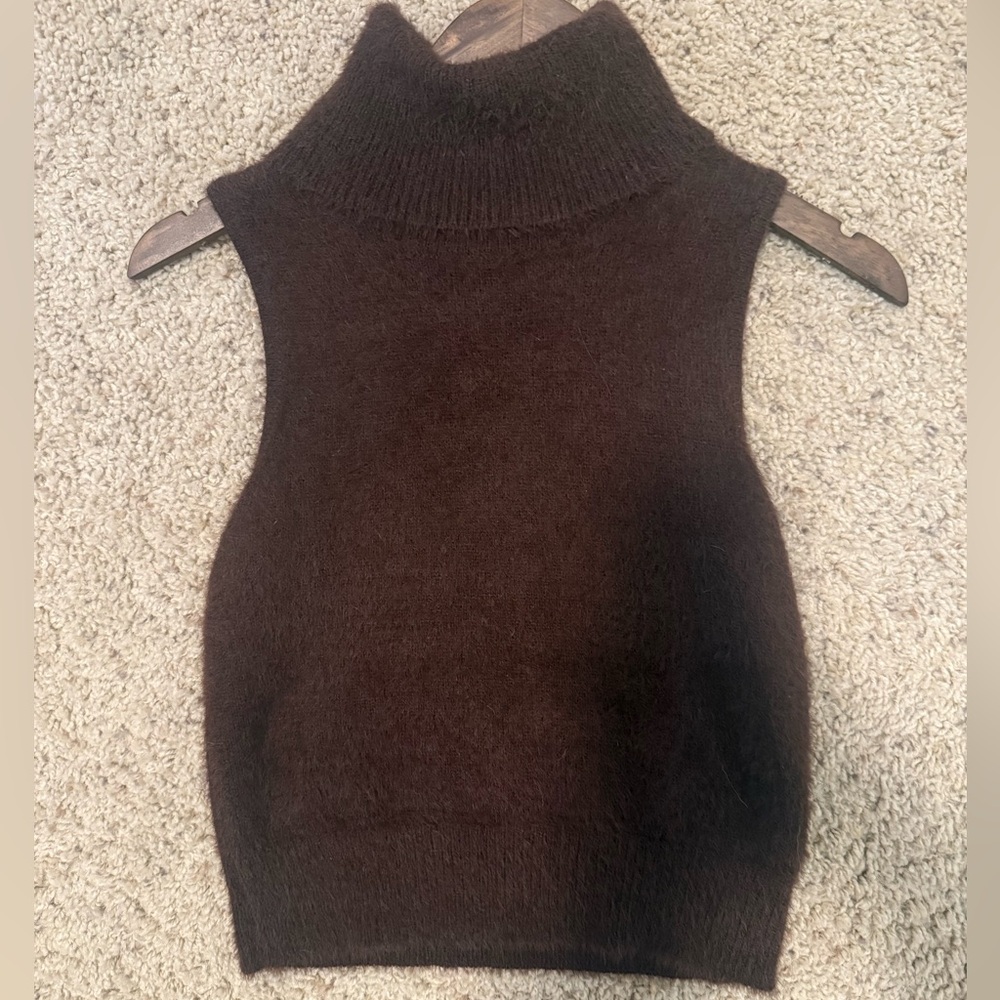 Jessica Simpson brown fuzzy turtleneck sweater size xs